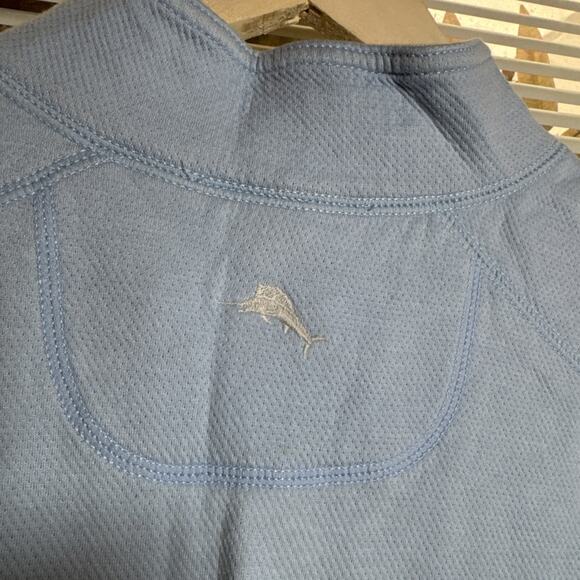 Tommy Bahama Men’s Reversible 1/4 Zip Pull Over Sweater light Blue /Light Gray M - Picture 8 of 9